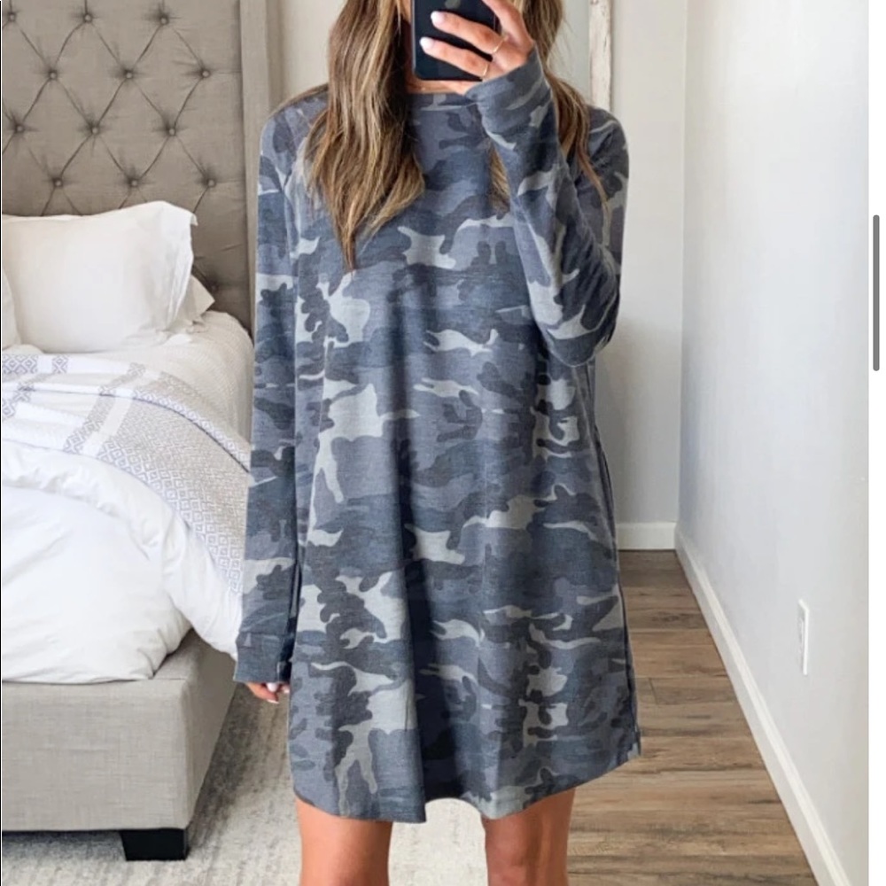 Grey Camo Dress with Pockets